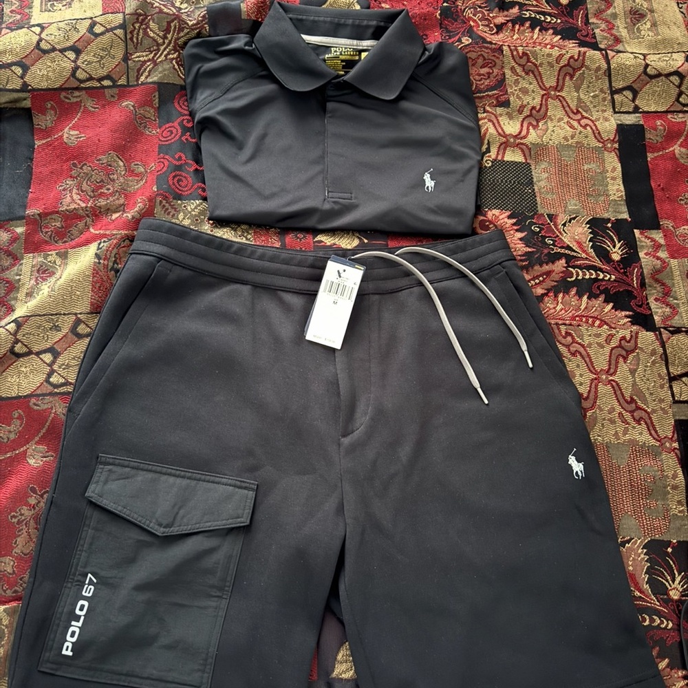 Polo Ralph Lauren POLO 67 Polo/Shorts Black/Reflective Water-Repellent 2-PC Set